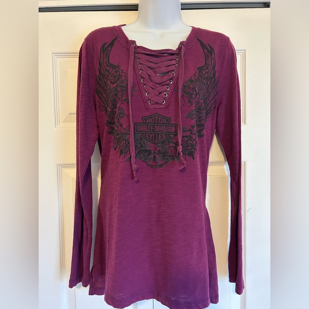 Harley-Davidson Women's Purple Lace-Up Top